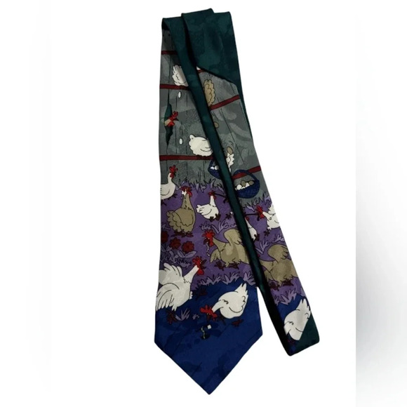 Manhattan Chicken  Animal Print Funny Multicoloured Necktie O/S - Picture 6 of 8